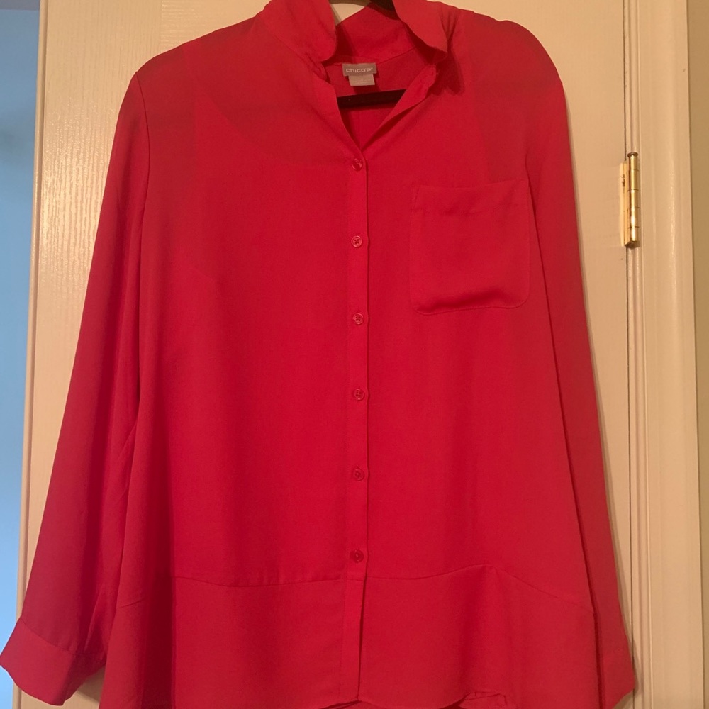 Two piece hot pink blouse
